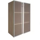 Шкаф книжный средний со стеклом в раме Lacobel без топа YALTA LT-ST 2.4R black Снежная Патина_35