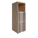 Шкаф книжный средний со стеклом в раме Lacobel без топа YALTA LT-SU 2.2L black Снежная Патина_43