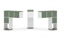 Надставка на стол низкая двухсторонняя + задняя стенка (4 шт.) + распашной фасад (4 шт.) CONCEPT CN.DNN-002 Кобо Белый бриллиант Белый металл_1