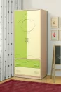 Шкаф 2-дверный Юниор-12.1 МДФ матовый Дуб молочный/Светло-зеленый/Ваниль_0