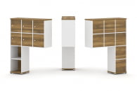 Надставка на стол высокая односторонняя + задняя стенка (8 шт.) + распашной фасад (6 шт.) CONCEPT CN.ONV-008 Сандал Янтарный Белый бриллиант Белый металл_33