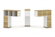 Надставка на стол низкая односторонняя + задняя стенка (5шт.) + блок с 2-мя ящиками (2шт.) CONCEPT CN.ONN-003 Дуб Винченцо Белый бриллиант Черный металл_21