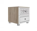 Тумба прикроватная Мадлен 10 Дуб сонома светлый Ясень белый Серебро_0