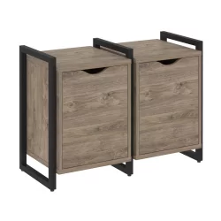 Тумба на регулируемых опорах наборная. Вариант №2 ЛОФТ ВР.Л-ТН-2.О Металл черный Тиквуд темный / LOFT VR.L-TN-2.O