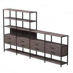 Набор стеллажных систем Еверпроф ЕВО №13 Дуб Пасадена Черный / Everprof EVO