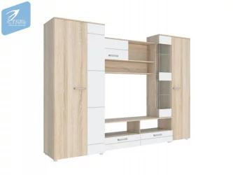 Стенка Флоренция 5 Белый глянец/Дуб сонома светлый