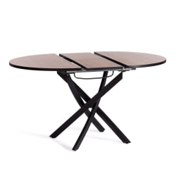 Раздвижной овальный стол МАНЗАНА ЛДСП/ХПЛ/металл, 100 х 100+30 х 75 см, Дуб Вотан/черный / MANZANA ЛДСП/HPL/металл,