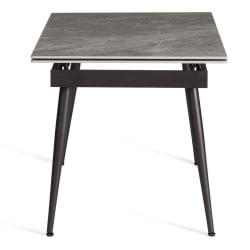 Раздвижной стол Лорд Грей/Лорд Грей столешница керамика (глянцевая) / опоры металл, серый/черный, (120+30+30)кс80кс75 см / Lord Grey/Лорд (120+30+30)x80x75