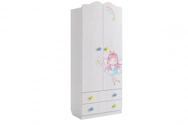 Шкаф комбинированный (с ящ. 2-створчатый) Чудо МДВ-01 Белый рамух / MDW-01