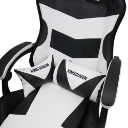 Кресло 908 КИНГКУЕЕН цвет черный/белый с массажем и подсветкой 908-блаcк-вхите-масс / KINGQUEEN 908-black-white-mass