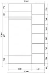 Шкаф-купе Хит-23-14-77 Лондон Ясень шимо темный