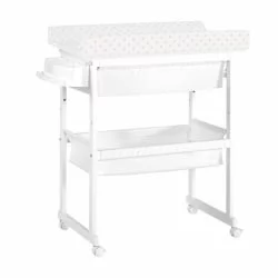 Комод пеленальный с ванночкой и текстильной корзиной Микуна Б-1158 Плус Вхите Беиге Дотс / Micuna B-1158 Plus White Beige Dots