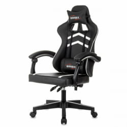 Кресло компьютерное БРАБИКС Шоотер ГМ-123, 2 подушки, экокожа, черное/белое / BRABIX Shooter GM-123,