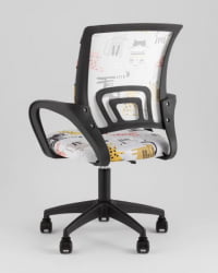 Кресло детское ТопЧаирс Симпле СН ДЖуниор принт Блуе Катс пластик черный / TopChairs Simple SN Junior Blue Cats