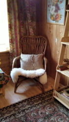 Стул Генева ( ГН-СC ) / 1 шт. в упаковке дерево гевея, 46х52х96см, Тобаcко, ткань золотистые цветы (СК-ГФ) / Geneva GN-SC Tobacco, (SK-GF)