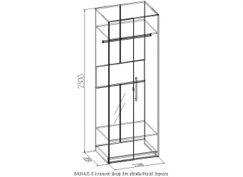 Фасад шкафа для одежды Зеркало БАУХАУС 8 Дуб Сонома (спальня)_64925 / BAUHAUS