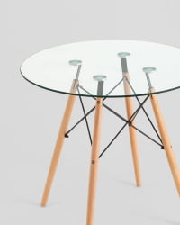 Стол круглый ЕАМЕС ДСВ НЕВ Д=80 прозрачный стеклянный / EAMES DSW NEW D=80