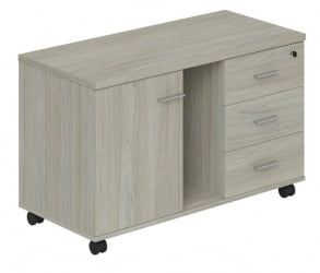 Тумба опорная (мобильная) с 3 ящиками, распашным фасадом и нишей (правая) Винг ВН.203.ОЛ.Р Дуб светлый / Wing WN.203.OL.R