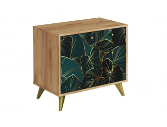 Комод Фьюжн КМ-002 дуб крафт золотой/ТРОПИCАЛ / золотой/TROPICAL