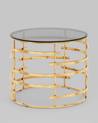 Круглый стол из стекла Инфлюэнс 60*60 стекло смоке сталь Золото / smoke