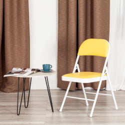 Складной стул ФОЛДЕР (мод. 3022Г) каркас: металл, сиденье/спинка: экокожа, 46.5 х 47.5 х 79 см, йеллов (желтый) / вхите (белый) / FOLDER (mod. 3022G) yellow white