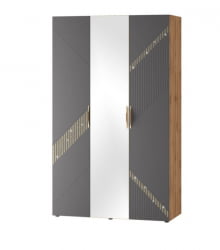 Шкаф трехдверный с зеркалом (лев/прав) Монако 902.12 Дуб Вотан Графит