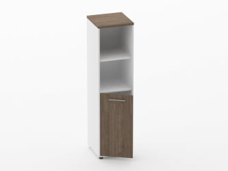Шкаф 3 узкий 2 полки открытые, 2 полки закрытые Дека 10.16.11Л Дуб Верцаска/Белый / Deka