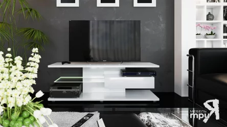 ТВ тумба тип 1 Диамонд Белый глянец / Diamond