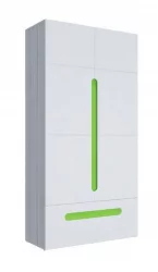 Шкаф двустворчатый с ящиками Палермо Юниор 07 Белый глянец Ясень шимо светлый Зеленый