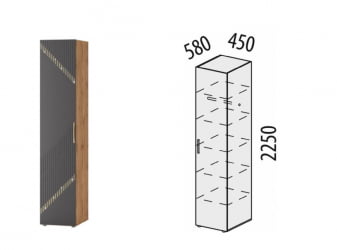 Шкаф-пенал (лев/прав) Монако 902.10 Дуб Вотан Графит