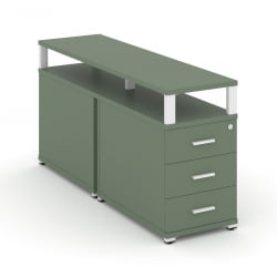 Тумба двухсторонняя опорная приставная с 3-мя ящиками и надставкой CОНCЕПТ CН.ДТГП-001 Б/В Кобо Белый / CONCEPT CN.DTGP-001 B/W