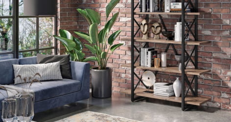 Стеллаж на регулируемых опорах - 4 полки ЛОФТ ВР.Л-МСТ.О-4.4В Металл черный Дуб Аризона / LOFT VR.L-MST.O-4.4V