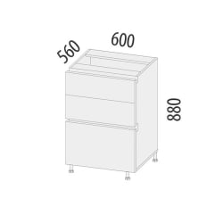 Напольный шкаф (3 ящика с доводчиком Титусофт) Бостон 61 / Titusoft)
