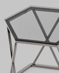 Журнальный столик Круз 48*42 стекло смоке сталь Темный хром / smoke