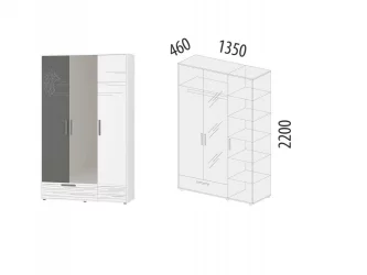Шкаф трехдверный с зеркалом Аляска 501.28