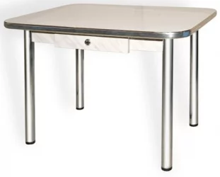 Стол обеденный Ломберный с ящ ХРОМ 1 кат. 4030 мат ЛДСП Белый