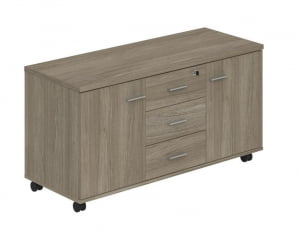 Тумба опорная (мобильная) с 3 ящиками и 2 распашными фасадами Винг ВН.202.ОД Дуб темный / Wing WN.202.OD