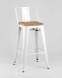 Полубарный стул Толикс Воод со спинкой Белый / Tolix Wood