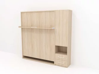 Двуспальная кровать с подъёмным механизмом Смарт 1 правый со шкафом 1400 Дуб молочный