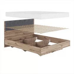 Кровать 1,4 с мягким элементом Николь Мод. 1.1 Дуб Альпийский/Серый