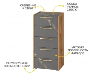 Комод Монако 902.19 Дуб Вотан Оникс Графит