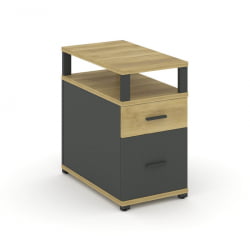 Тумба опорная/приставная с ящиком, распашным фасадом и надставкой CОНCЕПТ CН.ТГП-002 Б/В Дуб Винченцо Антрацит / CONCEPT CN.TGP-002 B/W