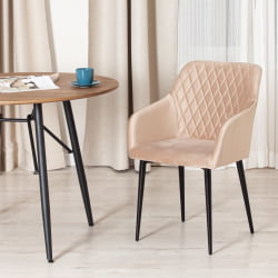 Кресло БРЕМО (мод. 708) ткань/металл, 58х55х83 см, высота до сиденья 48 см, бежевый баркхат 5/черный / BREMO (mod. barkhat