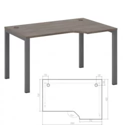 Стол эргономичный правый на металлоопорах Нев Лине НЛН36322534 Дуб шамони темный / New Line NLN36322534
