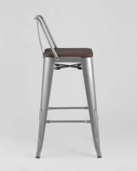 Стул полубарный Толикс Воод со спинкой Серебристый / Tolix Wood