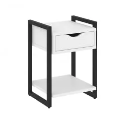 Тумба на регулируемых опорах с ящиком и полкой ЛОФТ ВР.Л-Т1.О Металл черный Белый Бриллиант / LOFT VR.L-T1.O