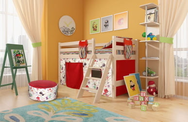 Низкая кровать Соня Вариант 12 с наклонной лестницей