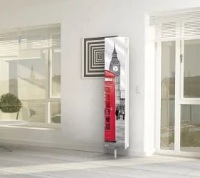 Зеркальный поворотный шкаф с принтом Зум Шелф Арт Беленый дуб