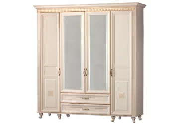 Шкаф четырехдверный Марлен 493 Кремовый белый Патина