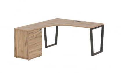 Стол эргономичный с тумбой левый ЕДИС ЕВCЕТ 1518 Л Дуб Денвер светлый Мокко / EDIS EVCET L